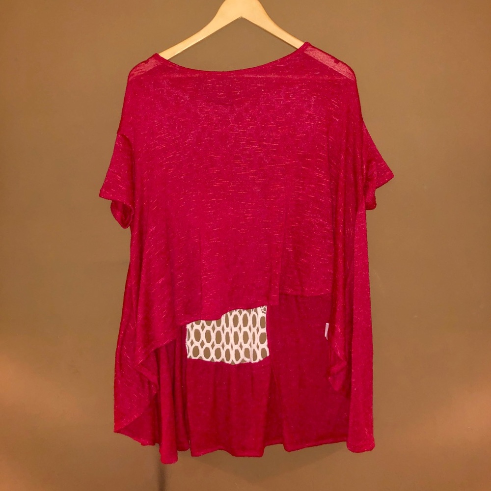 Basil Lola Crochet Back High-Low Blouse